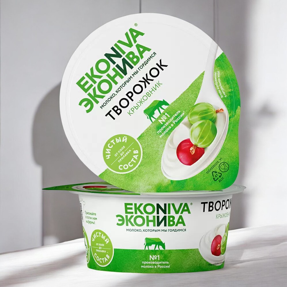 Творог уф. ЭН 5% 125 гр пл.ст.+карт. КРЫЖОВНИК 1/6
