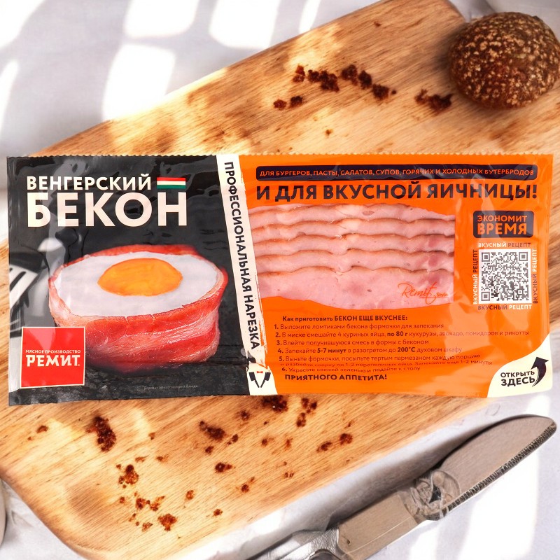 Бекон Венгерский к/в нарезка 200 гр.