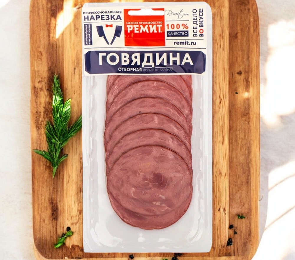 Говядина Отборная в/к нарезка 100 гр