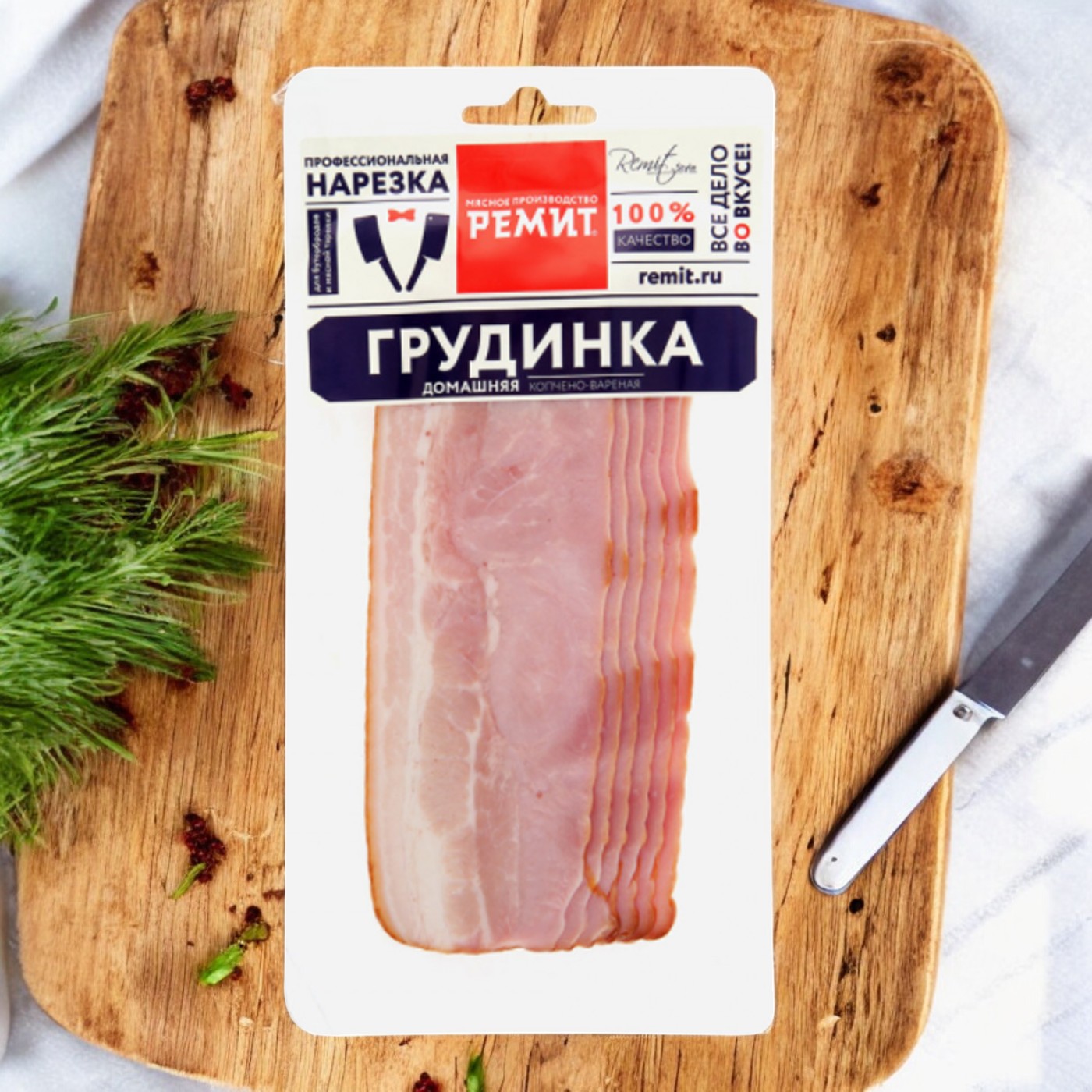 Грудинка Домашняя к/в нарезка 150 гр