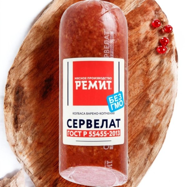 Сервелат ГОСТ в/к в/у 1/2 бат. 0,4 кг