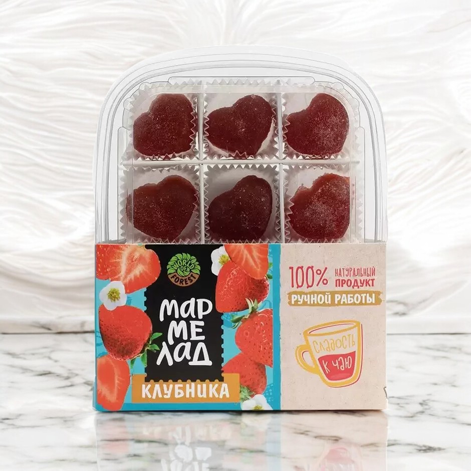 Мармелад “СЕРДЕЧКИ” 120 гр АССОРТИ с клубникой (клубника, черноплодка, клюква)