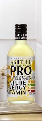 ЭНЕРГЕТИК КРАФТОВЫЙ .Сбитень PRO заряд энергии. Имбирь с лимоном   0,5 л.