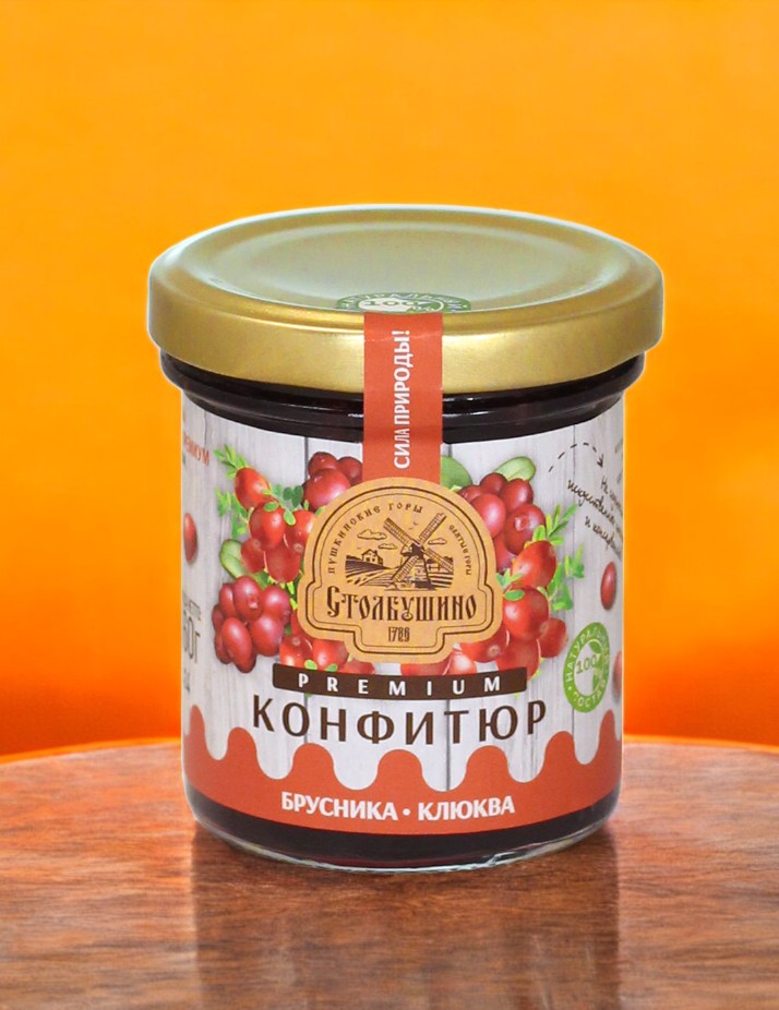 Конфитюр PREMIUM стерилизованный.  Брусника – клюква  160 гр.
