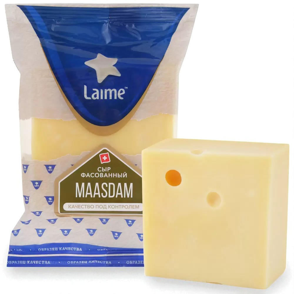 Маасдам ТЗ “LAIME” м.д.ж. в с.в. 49% фас. 3шт*~1,5кг (брус) (Россия, СПб)КП