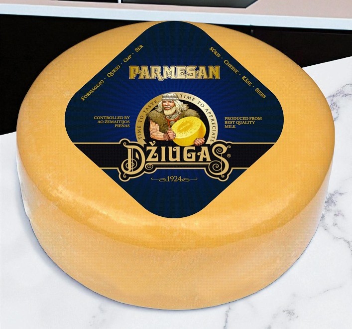 Пармезан 40% 1шт*~4,5кг круг (т.з. Dziugas, Россия, МОЛОЧНАЯ МАСТЕРСКАЯ)