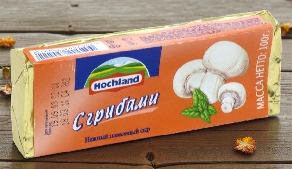 Плавленый сыр с грибами блочки 35% 18шт*100гр (Россия)