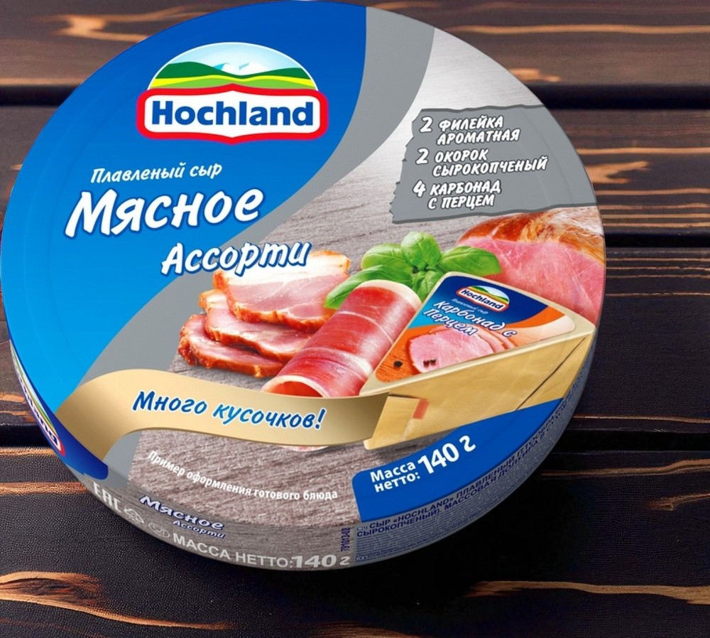 Плавленый сыр Ассорти мясное 50% 10шт*140гр (Россия)