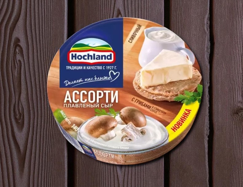 Плавленый сыр Ассорти с грибами 50% 10шт*140гр (Россия)