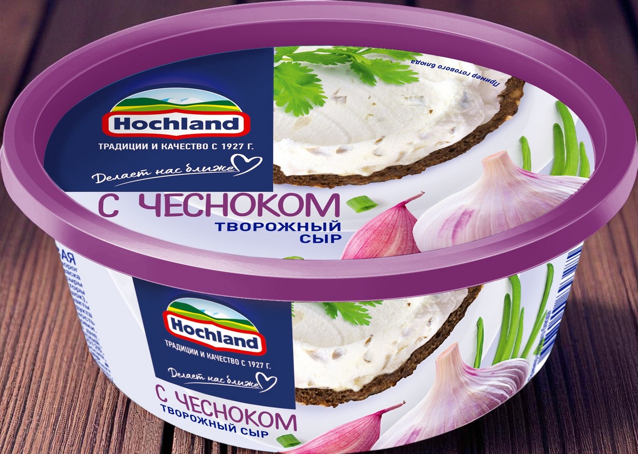 Творожный сыр «Hochland» с чесноком 60% 6шт*140гр (Россия)