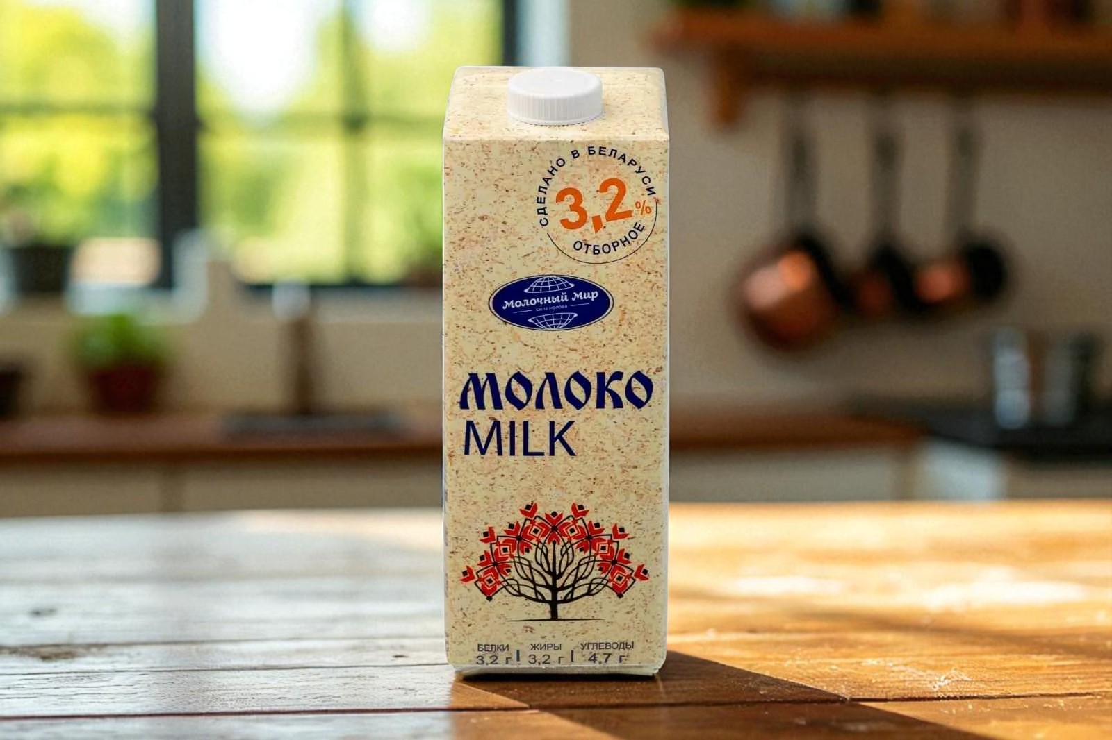 Молоко питьевое стерилизованное 3,2% 12шт*1л тз Молочный Мир (Беларусь)