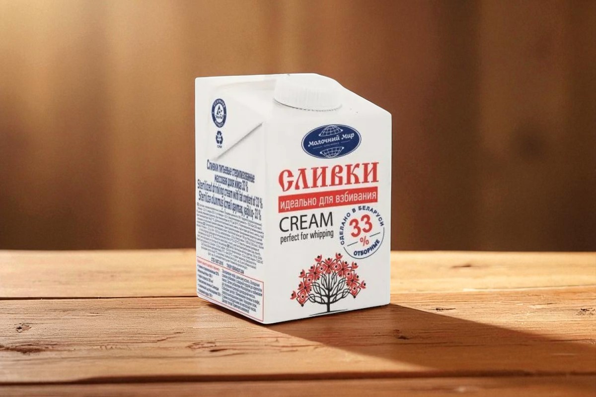 Сливки 33% стерилизованные 12шт*500гр тз Молочный Мир (Беларусь)