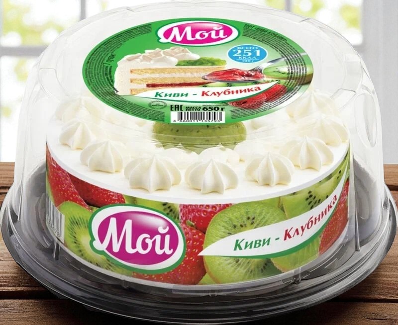 Торт МОЙ Киви-Клубника 6шт * 650г дефрост (Россия)