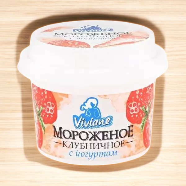 Морож пласт ст. Сливочн Йогурт/Клубника 10 % 150 гр*