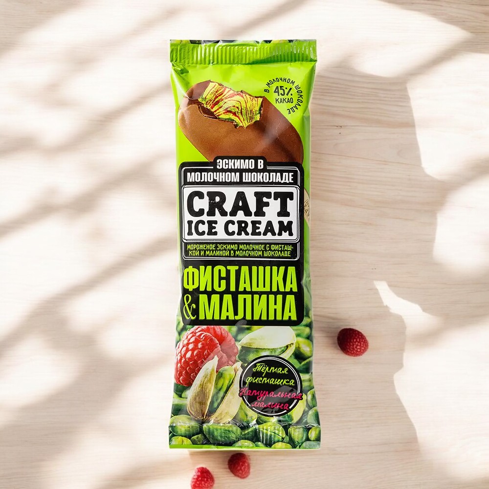 Морож Батончик CRAFT фисташка/малина 80 г*