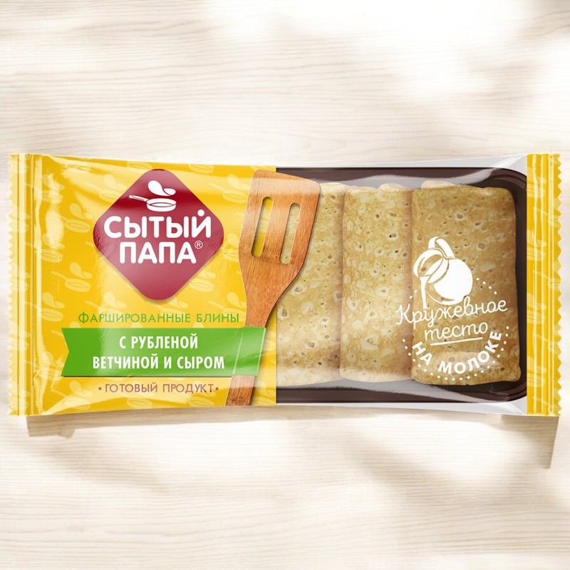 Блинчики конверт “Сытый Папа” с ветчиной и сыром 350 гр