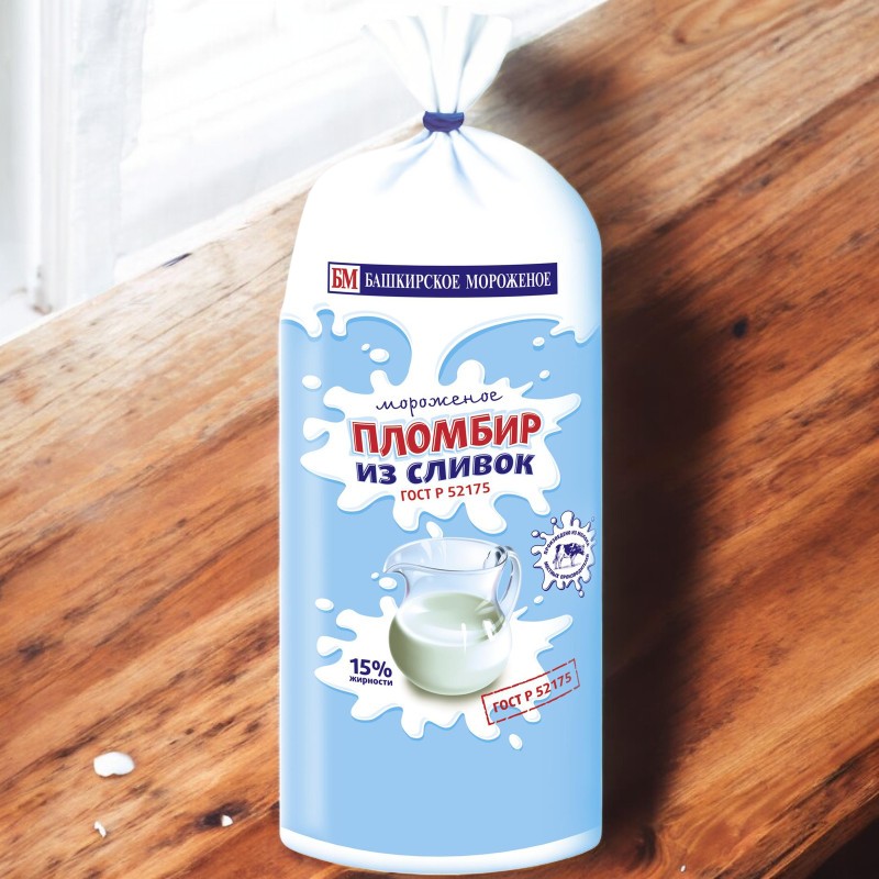 Морож Пакет ПЛОМБИР ИЗ СЛИВОК 15% 400г*