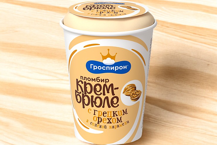 Бум/ст Пломбир Крем-брюле с грецким орехом и карамелью, 70г/