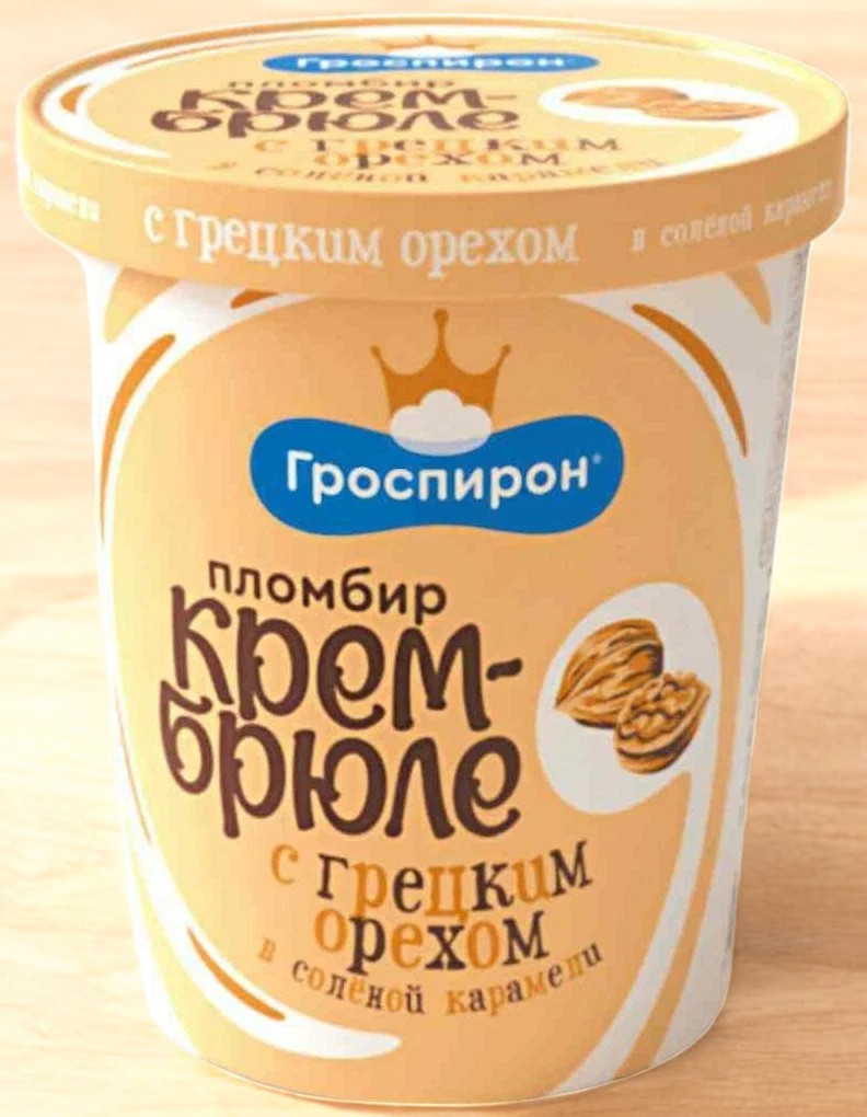 Морож Ведро Пломбир Крем-брюле с Грецким орехом в сол. карамели 410 гр*