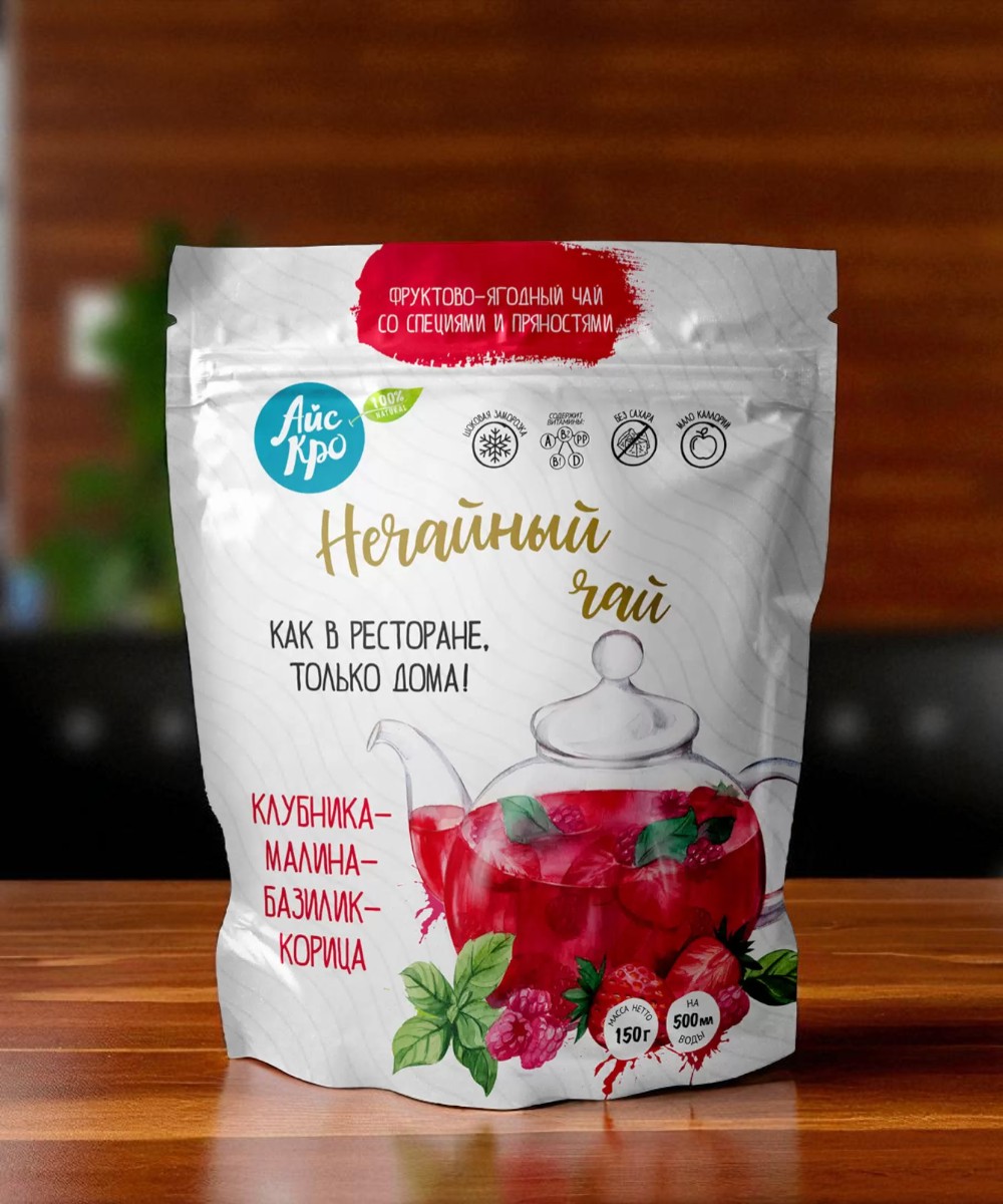 Малино-клубничный чай с базиликом и корицей 150 г
