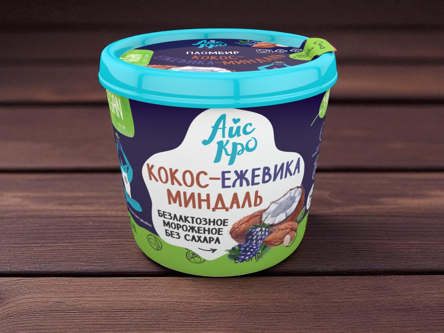 Мороженое Веганское “Ежевика-Миндаль-Кокос”, 75 гр.