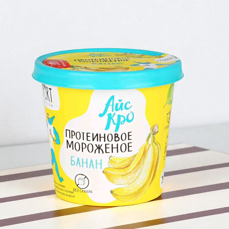 Мороженое АйсКро Сливочное с протеином “Банан” без сахара,
310 гр.