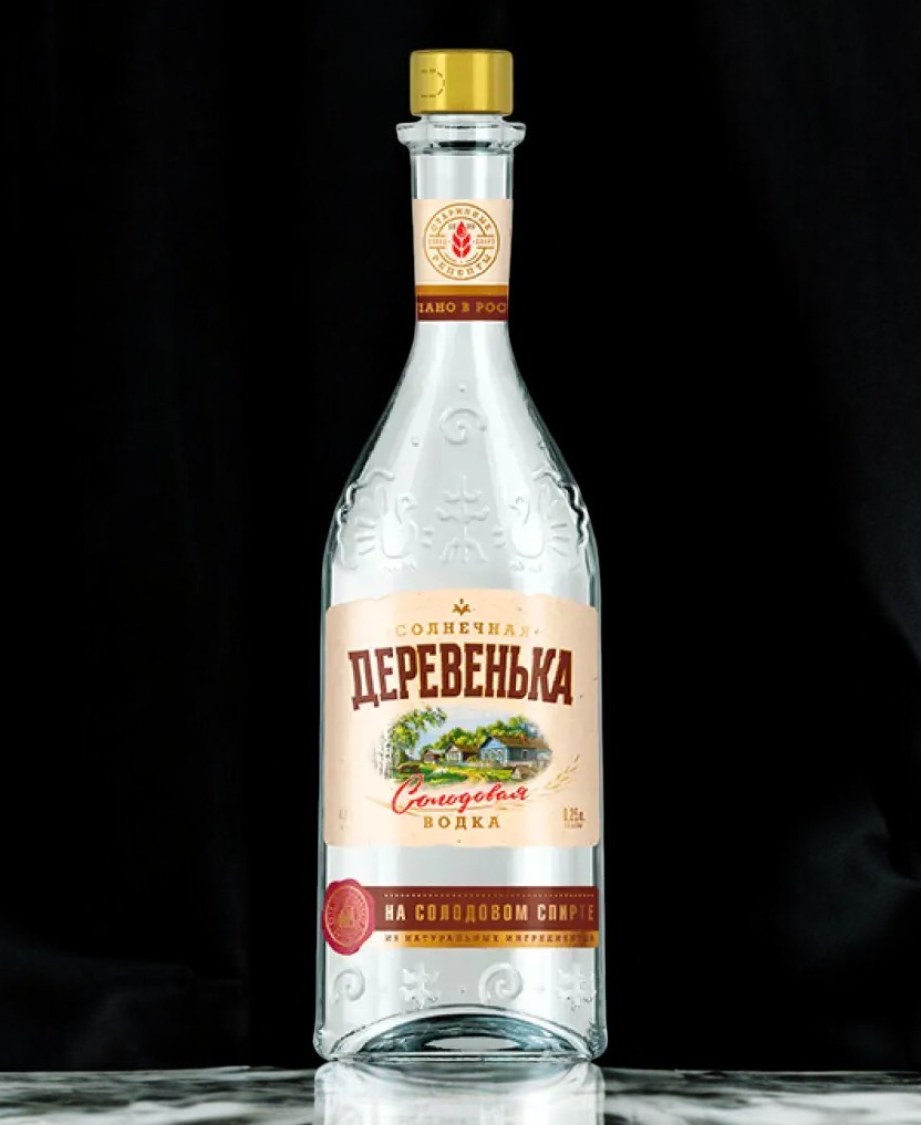 Водка “Солнечная деревенька на солодовом спирте “Альфа”, 40% 0.25