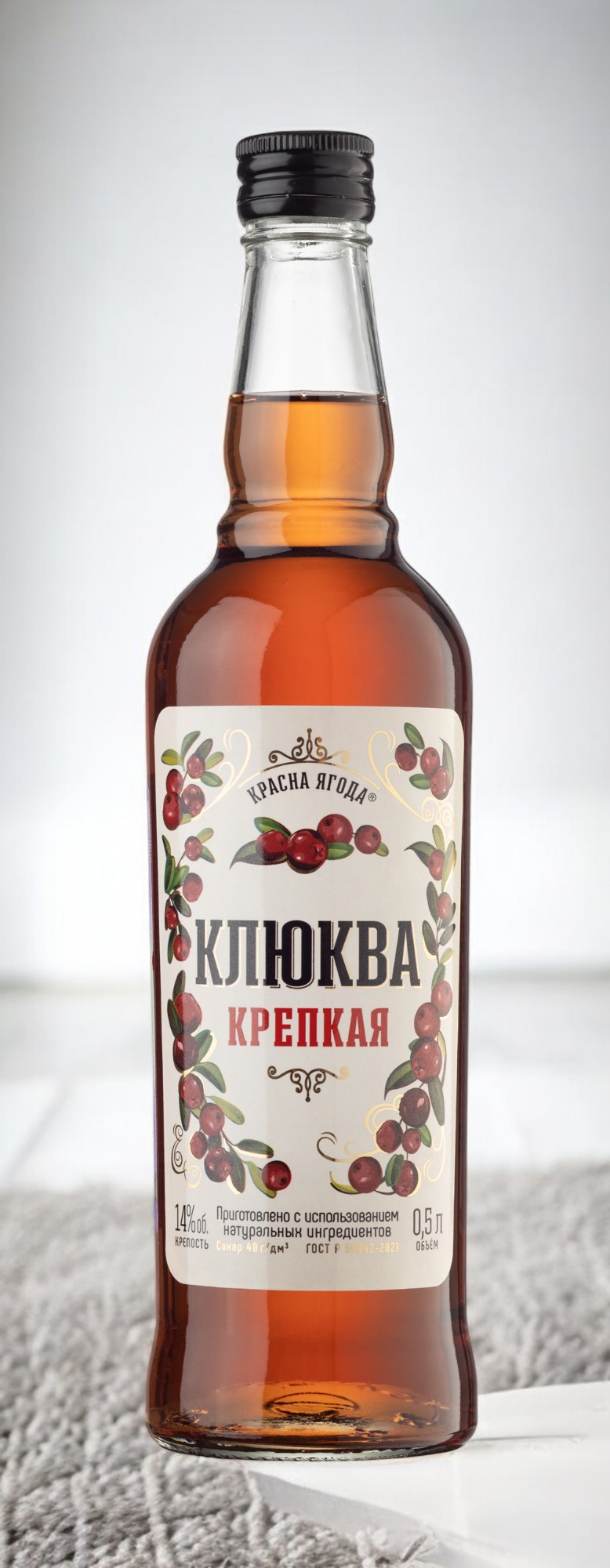 Плодовая алкогольная продукция полусладкая “КРАСНА ЯГОДА. КЛЮКВА КРЕПКАЯ”, 14° 0,5