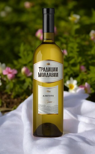Вино столовое “Алиготе” серия “Традиции Молдавии” сухое белое”, 11,5%, 0.75 л.