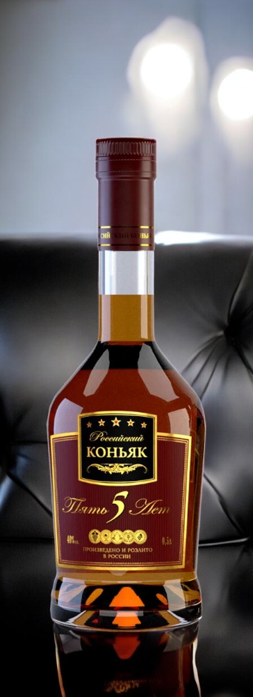 ПРОМО СТИКЕР Российский коньяк пятилетний “Пять звездочек”, 40% 0.5