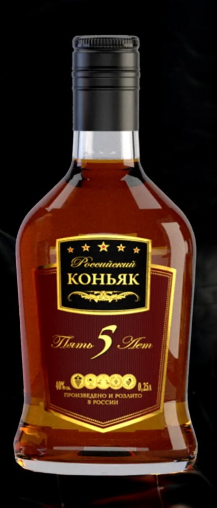 Российский коньяк пятилетний “Пять звездочек” 40% 0,25 ф-12