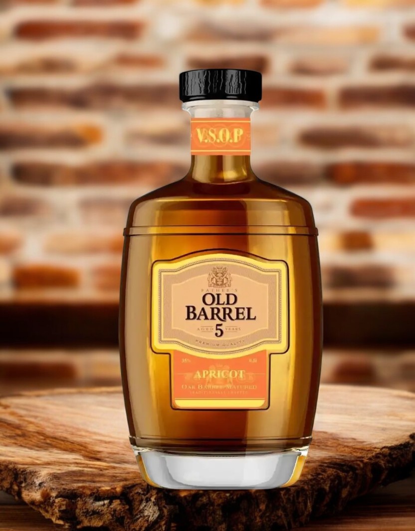 Аперитив “Fathers Old Barrel Apricot” (Фазерс Олд Баррель Априкот), 35% 0.5 в п/у с бокалом
