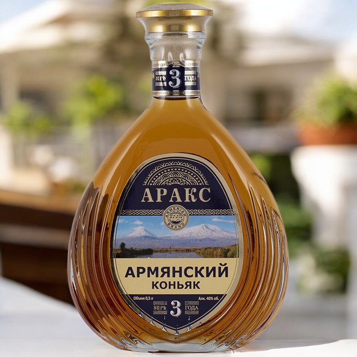 Коньяк ординарный трехлетний “Армянский коньяк 3 звезды” 40% 0,5 Аракс