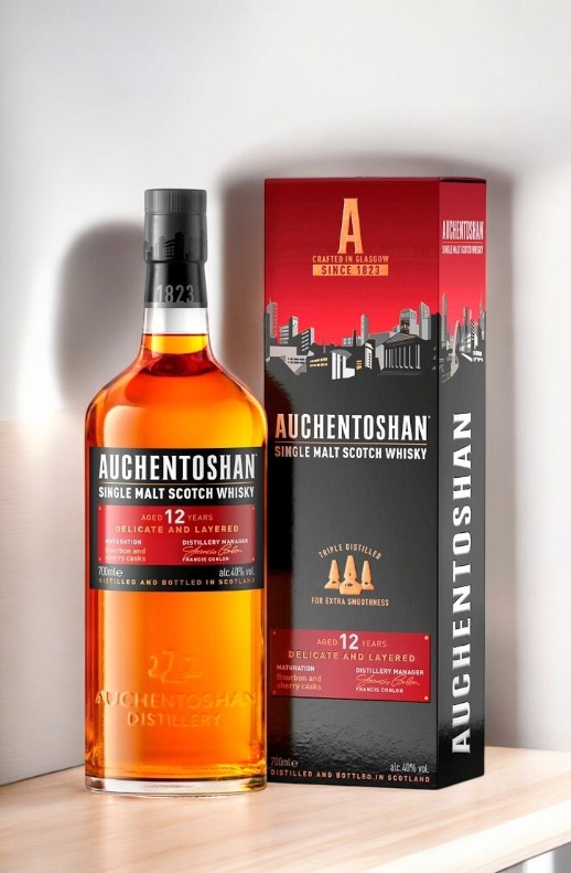 Виски шотландский односолодовый “AUCHENTOSHAN 12 y.o.” (АКЕНТОШАН выдержка 12 лет”) в под. упак., 40% 0.7