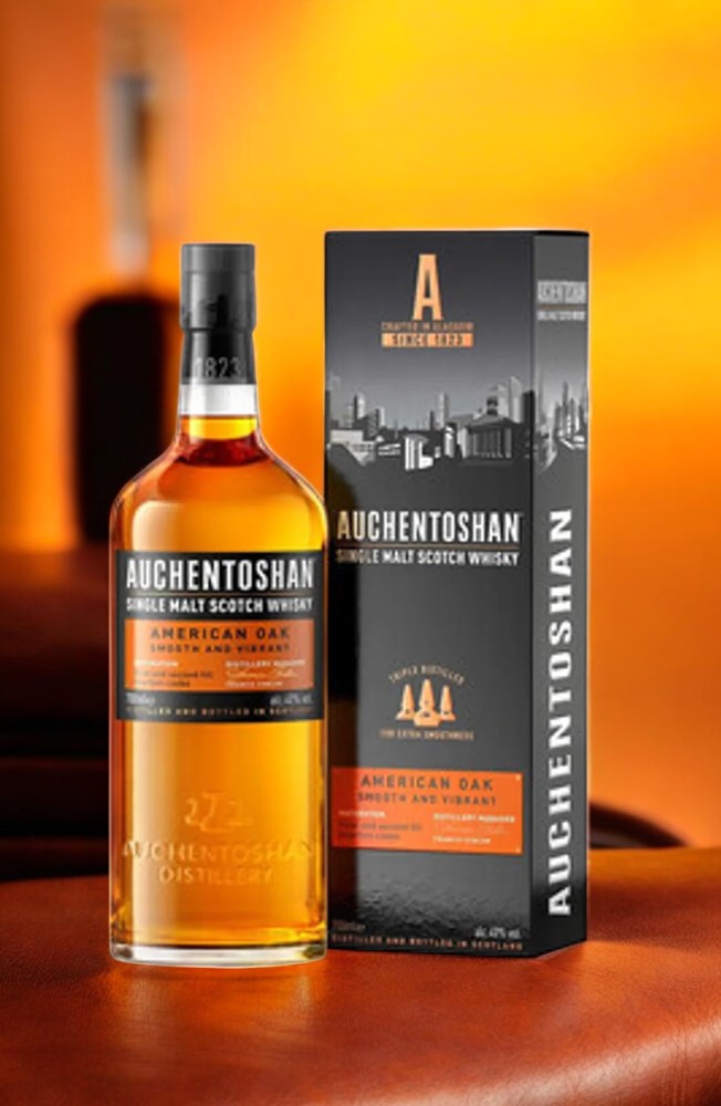 Виски шотландский односолодовый “AUCHENTOSHAN AMERICAN OAK” (“АКЕНТОШАН АМЕРИКАН ОАК”) в под.упак., 40% 0.7