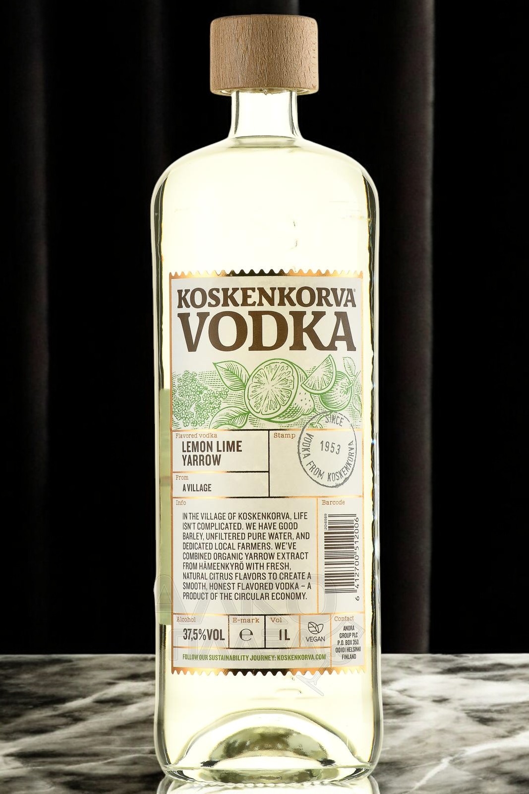 Спиртной напиток “Водка Коскенкорва со вкусом лимона, лайма и тысячелистника” 37,5% 0,7 Новая марка