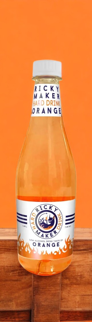 Напиток слабоалкогольный газированный “Ricky Maker.Taste of Orange (Рикки Мейкер.Тейст оф Оранж)”, 0,45 л. 7,2%