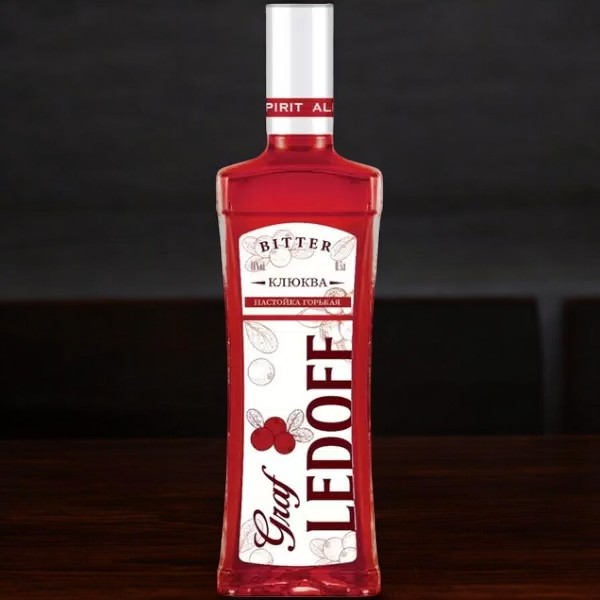 Настойка горькая “ГРАФ ЛЕДОФФ С АРОМАТОМ КЛЮКВЫ, 40% 0.5