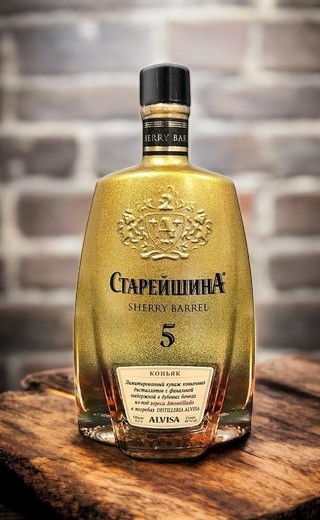 Коньяк пятилетний “Старейшина ШЕРРИ БАРРЕЛ”(Старейшина”5 лет Sherry Barrel ).,40-45% 0.5
