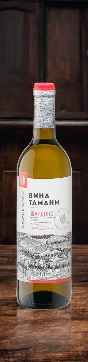 Российское вино с ЗГУ “Кубань. Таманский полуостров” белое сухое “Шардоне” 12.5%, 0.7л