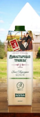 Вино полусладкое белое “МОНАСТЫРСКАЯ ТРАПЕЗА” 10% 0,7(6)
