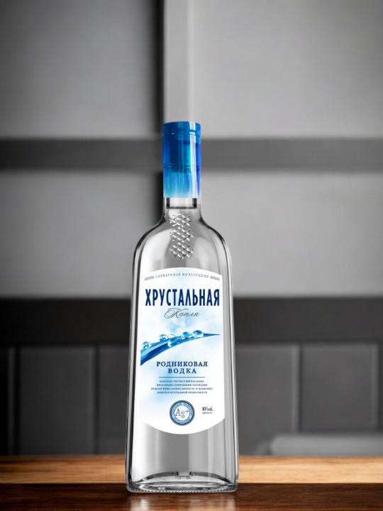 Водка “ХРУСТАЛЬНАЯ КАПЛЯ РОДНИКОВАЯ” 40% 0.25