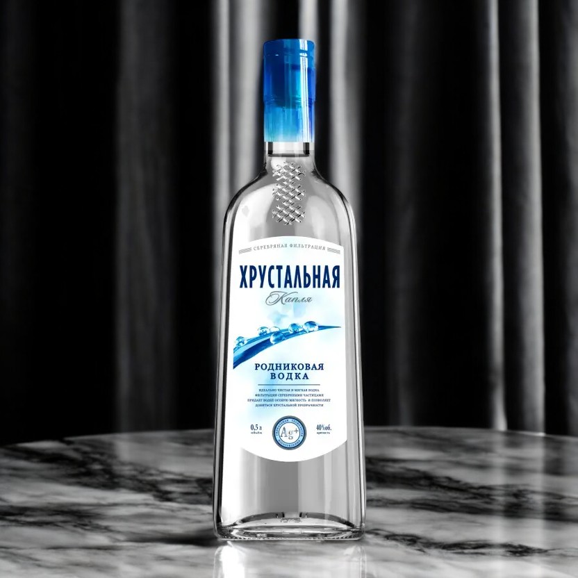 Водка “ХРУСТАЛЬНАЯ КАПЛЯ РОДНИКОВАЯ” 40%  0.5