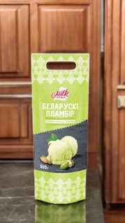 “Беларускi пламбiр” пломбир с ароматом фисташек в мешке, 15% 500гр.
