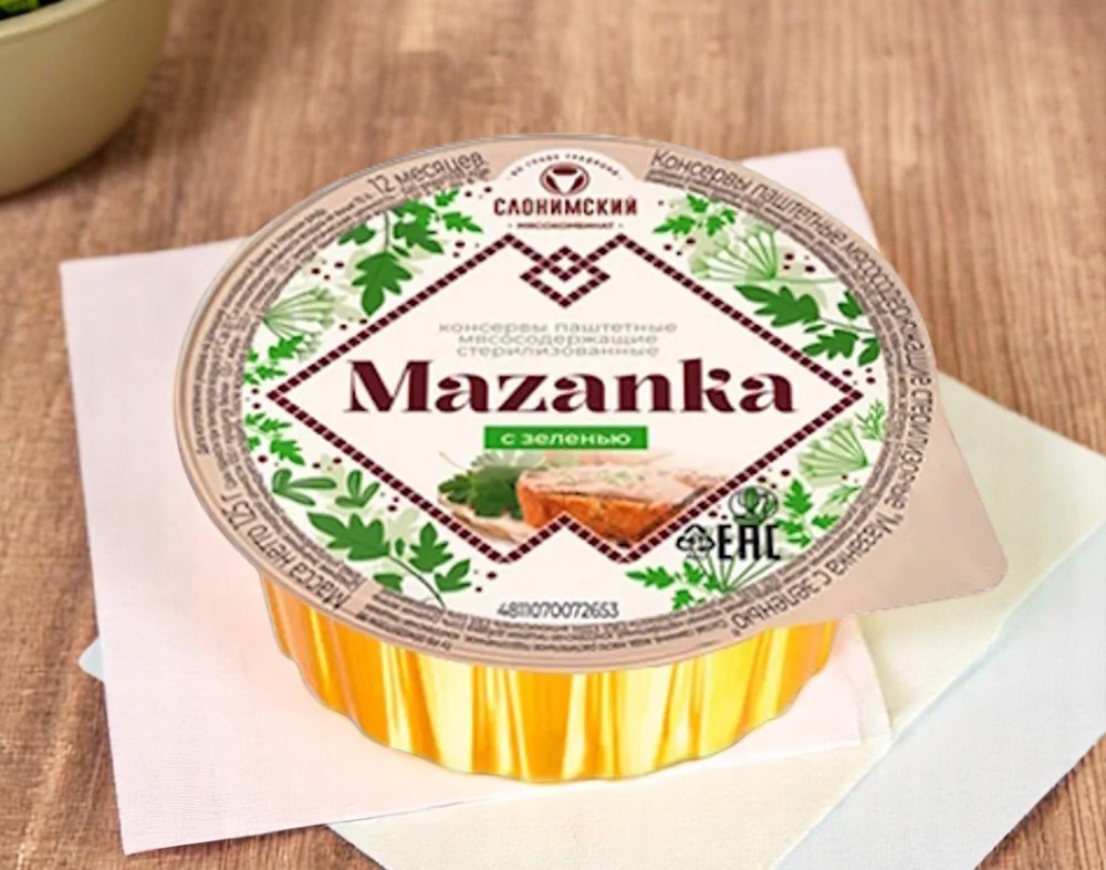 Консервы паштетные мясосодержащие стерилизованные “Мазанка с зеленью” 125 г