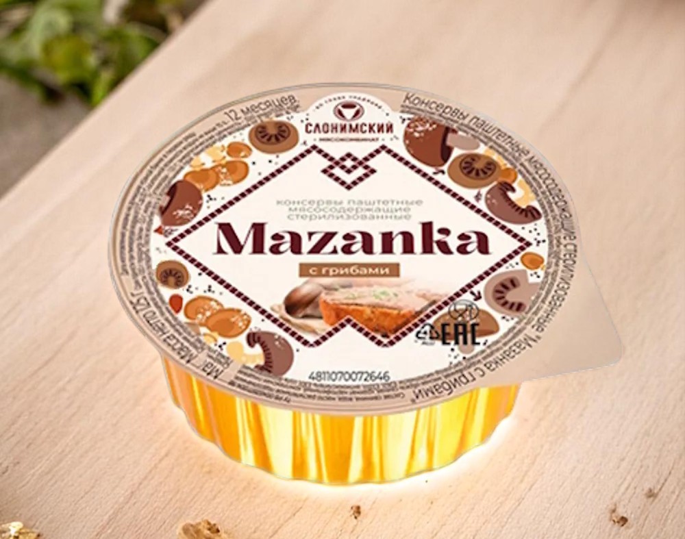 Консервы паштетные мясосодержащие стерилизованные “Мазанка с грибами” 125 г