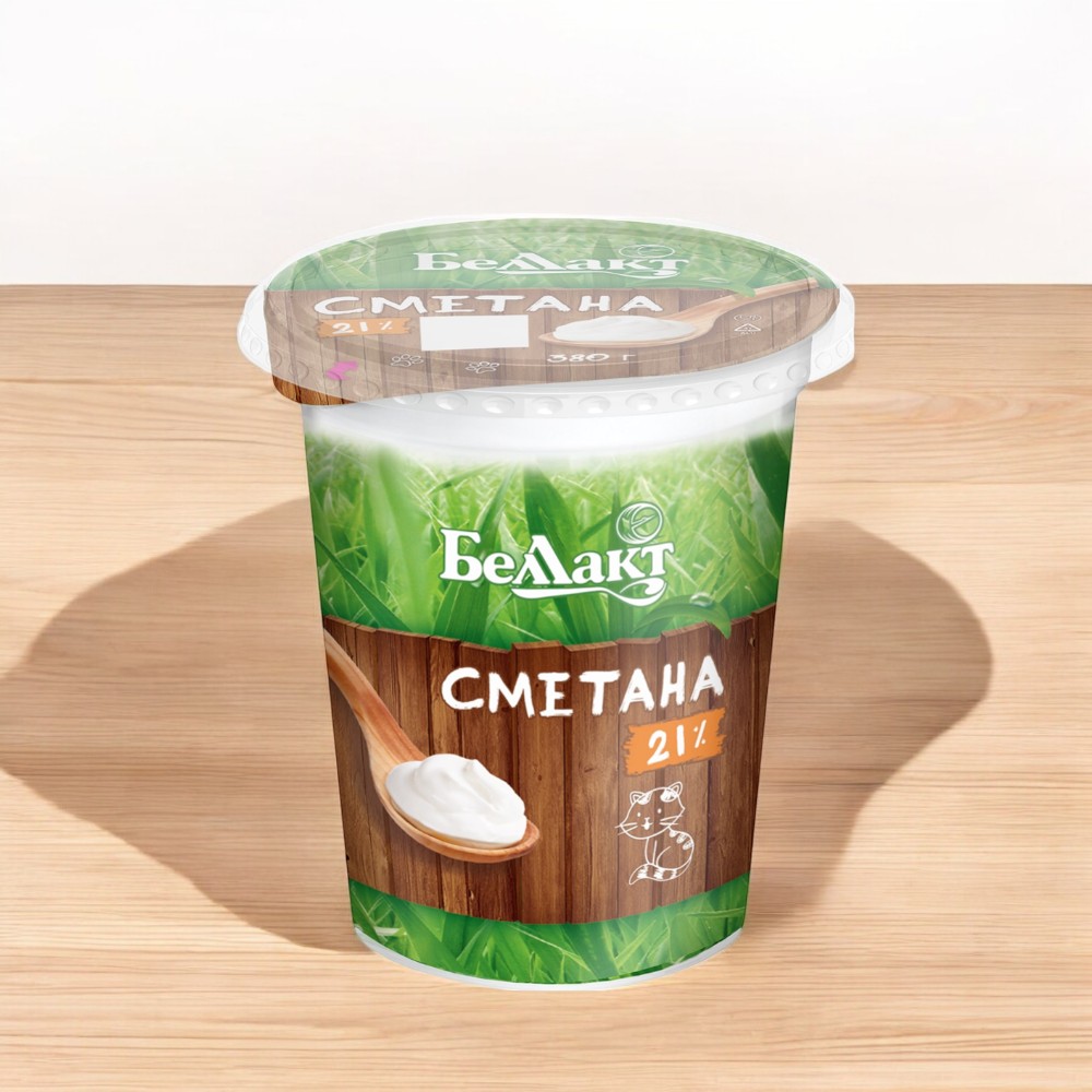 Сметана, мдж 21 %, стакан  380 г