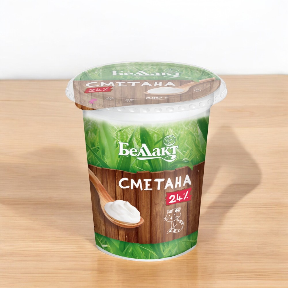 Сметана, мдж 24 %, стакан  380 г