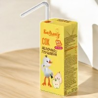 Яблочно-грушевый сок осветленный восстановленный “Беллакт” 0,2л, с 4 месяцев