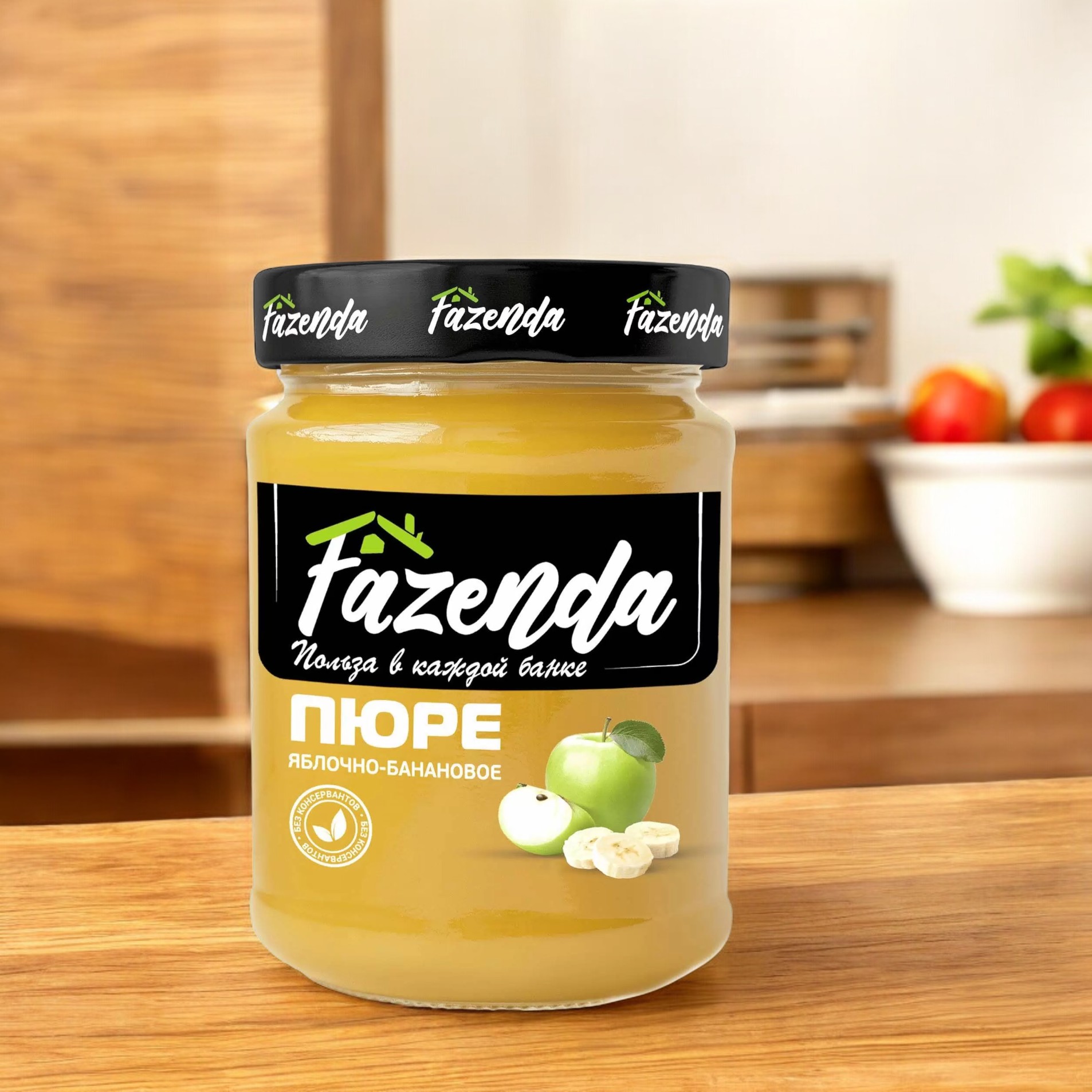 Пюре яблочно-банановое 450г банка РБ, ТО Fazenda